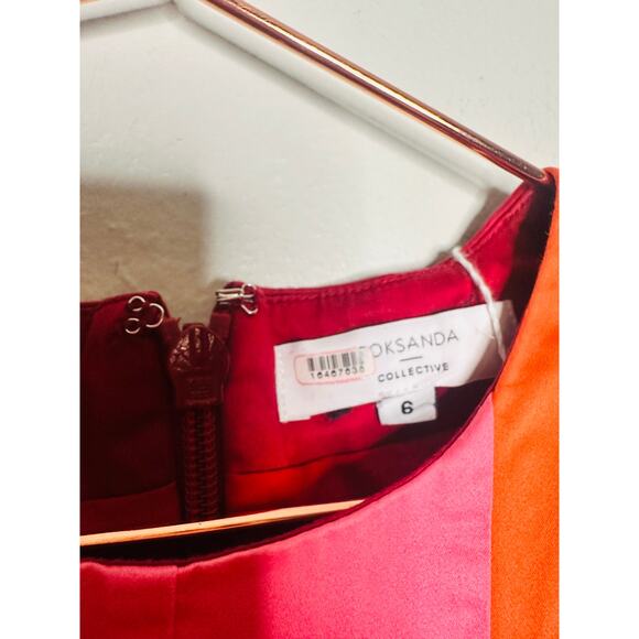 ROKSANDA x RTR Pink Red Color-Blocked Sleeveless Crewneck Midi Dress Size 6 - Picture 9 of 16